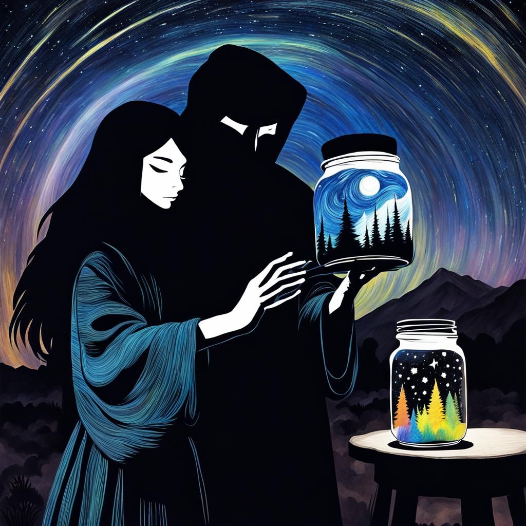 Gothic Sandman with Dream Jars: Van Gogh Style