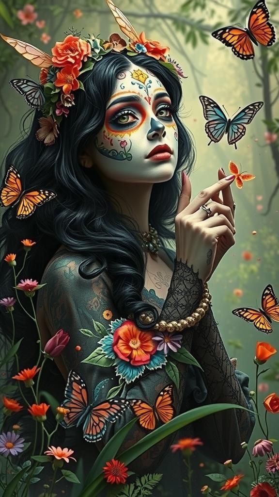 Spirit-Woman in Día de los Muertos Dreamscape