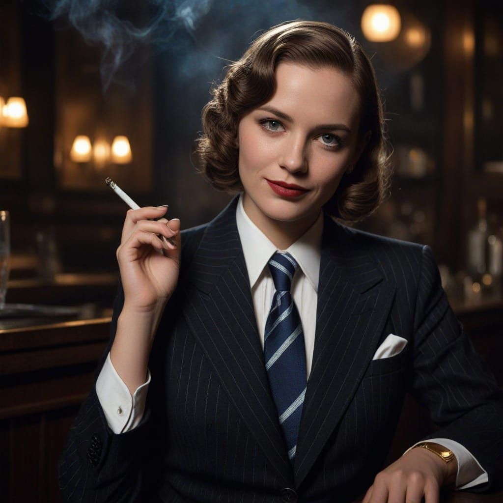 Mysterious Woman in Speakeasy, 1930s Portrait