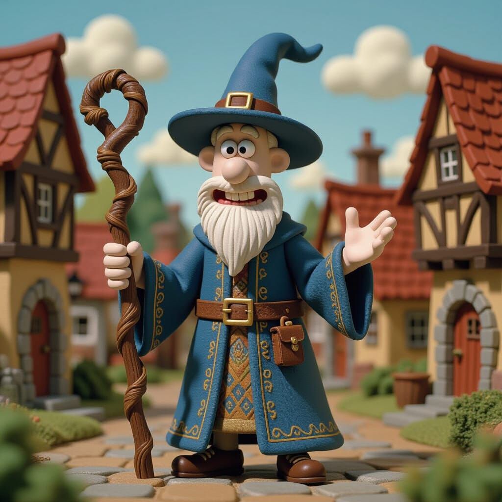 Claymation Wizard in Aardman Style
