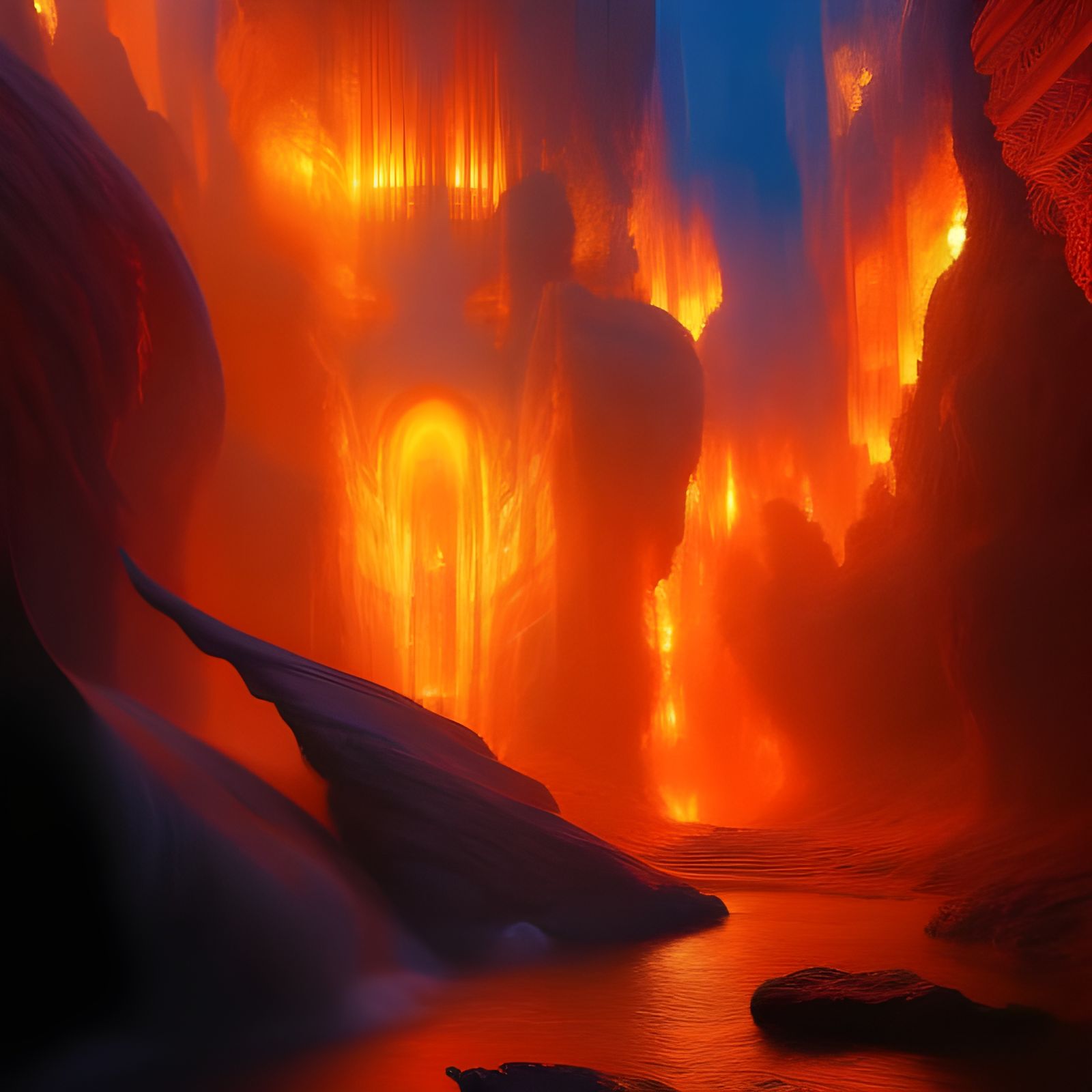 Fantasy Forest Scene with Birds in Gouache Style