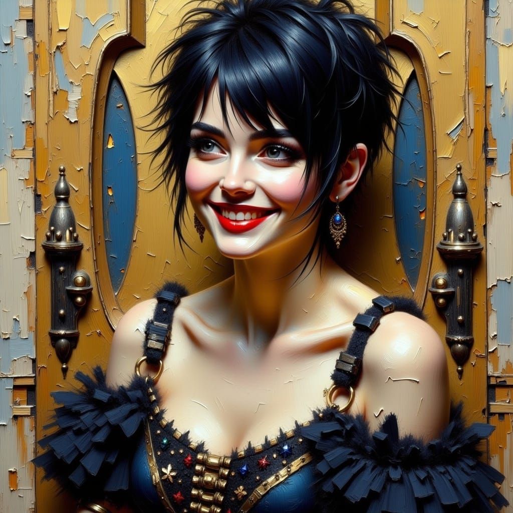 Gothic Queen Portrait with Pixie Haircut