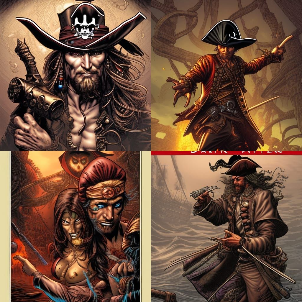 Pirate Illustration in Comic Book Art Style