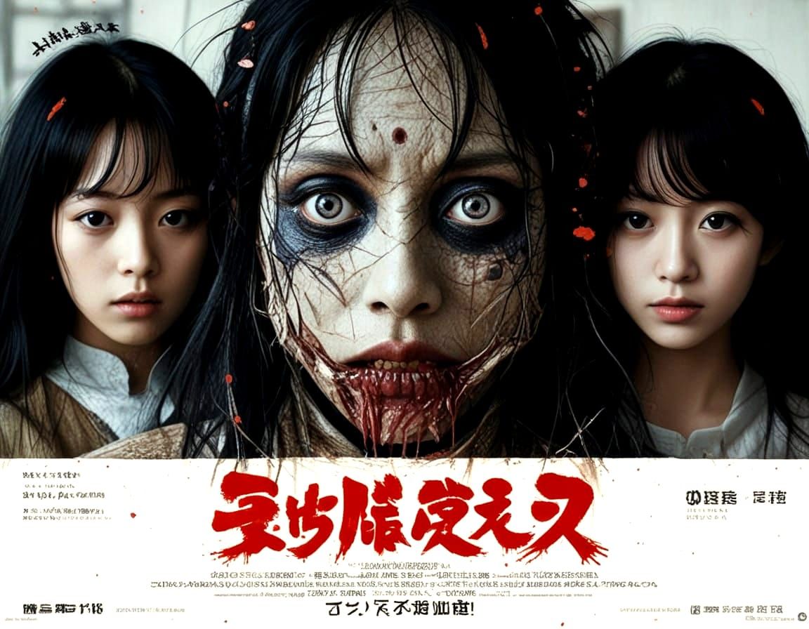 Cyberpunk Japanese Horror Poster