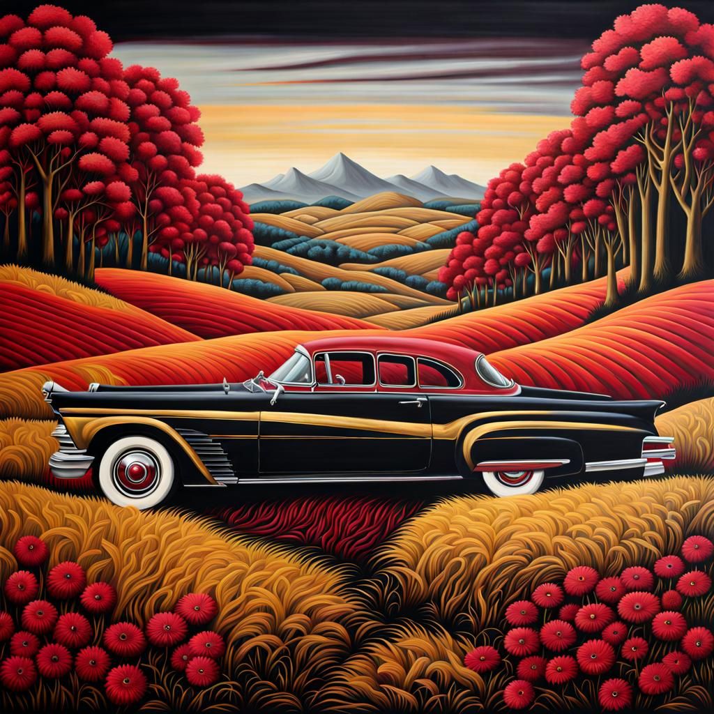 Surreal Vintage Painting of a Hidden Presence