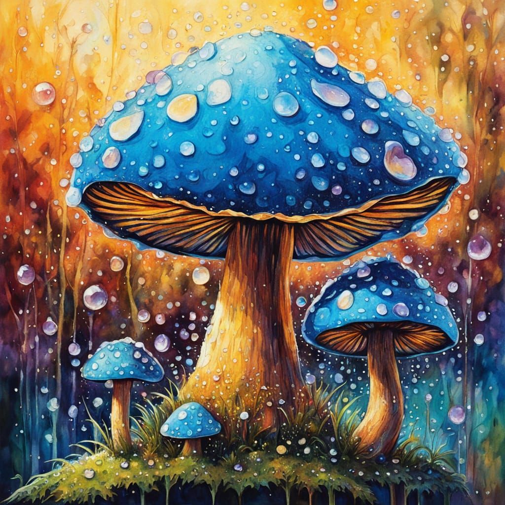 Blue  mushrooms