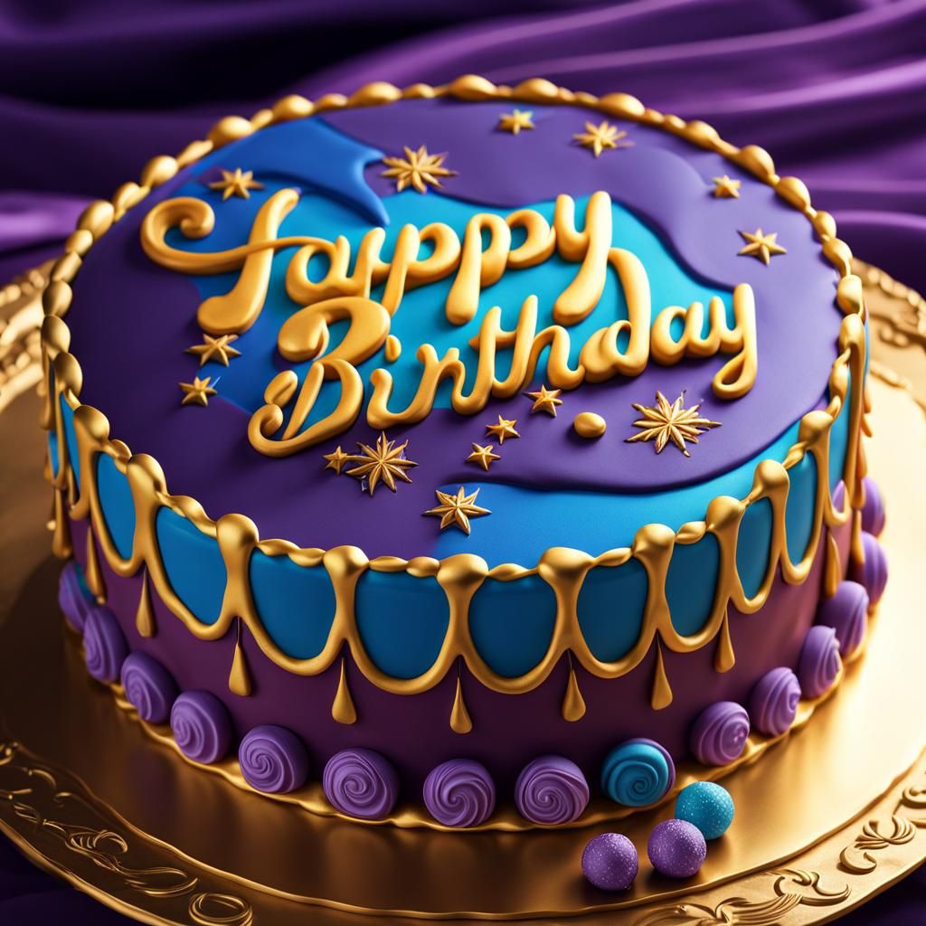 Magical Medieval Birthday Cake in Candy Art Style