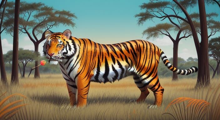 tiger licking lollipop