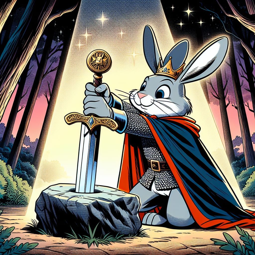 Bugs Bunny as King Arthur Pulling Sword
