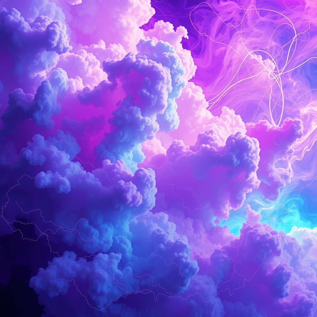 Cosmic Swirling Clouds in Vibrant Purple and Blue