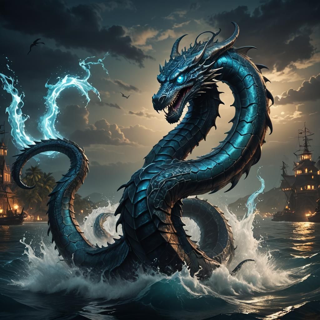 Deadly Sea Serpent with Glowing Eyes