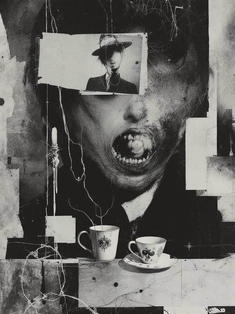 two dead teacups and a hat