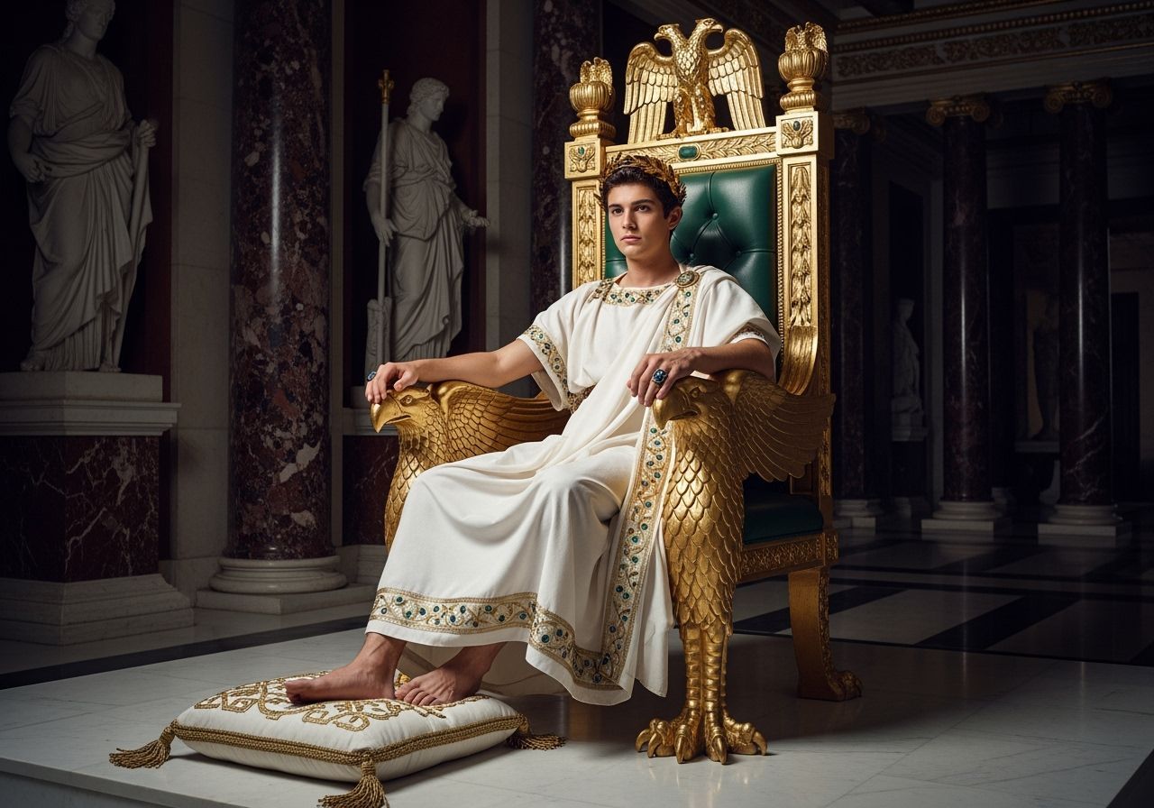 Emperor Nero on His Throne, Hyperrealistic Portrait