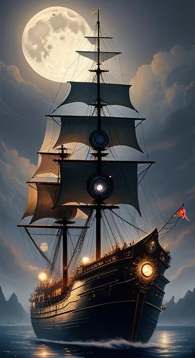 Steampunk Engine in Anime Style