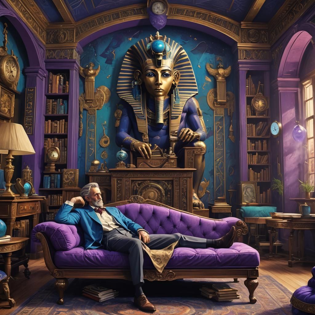 Surreal Living Room with Horus Clock