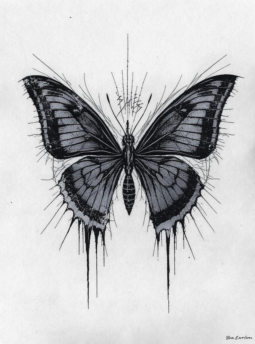 Butterfly Black Metal Grim Minimalist Logo