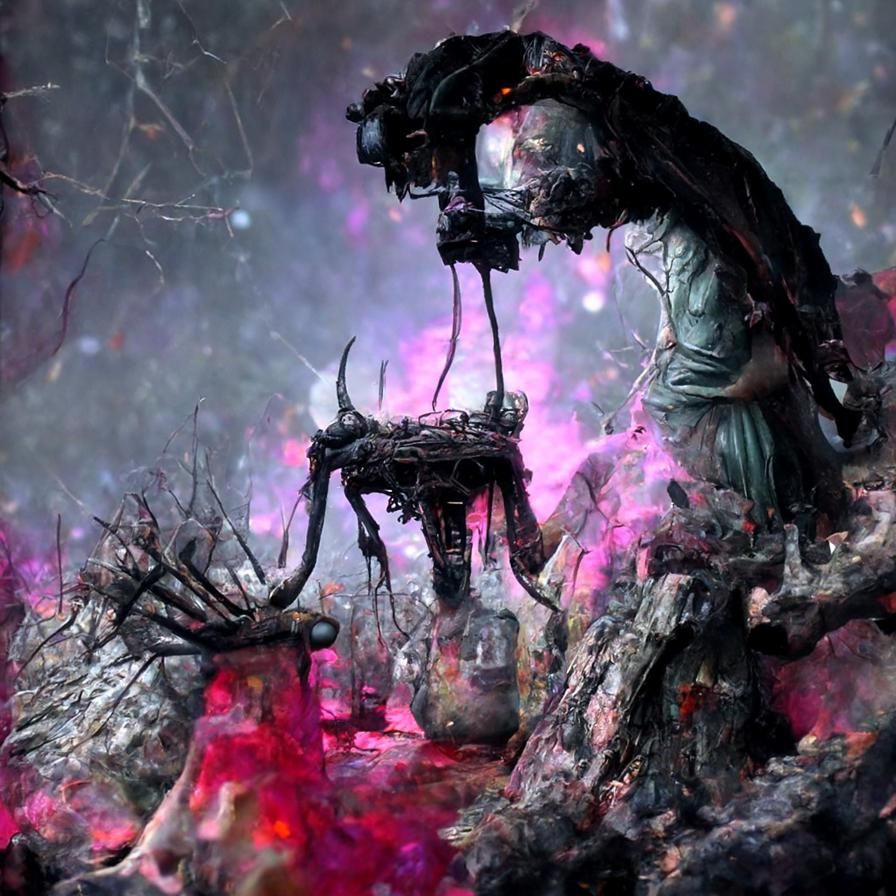 Alien Goddess Pagan Worship in Solar-Punk Style