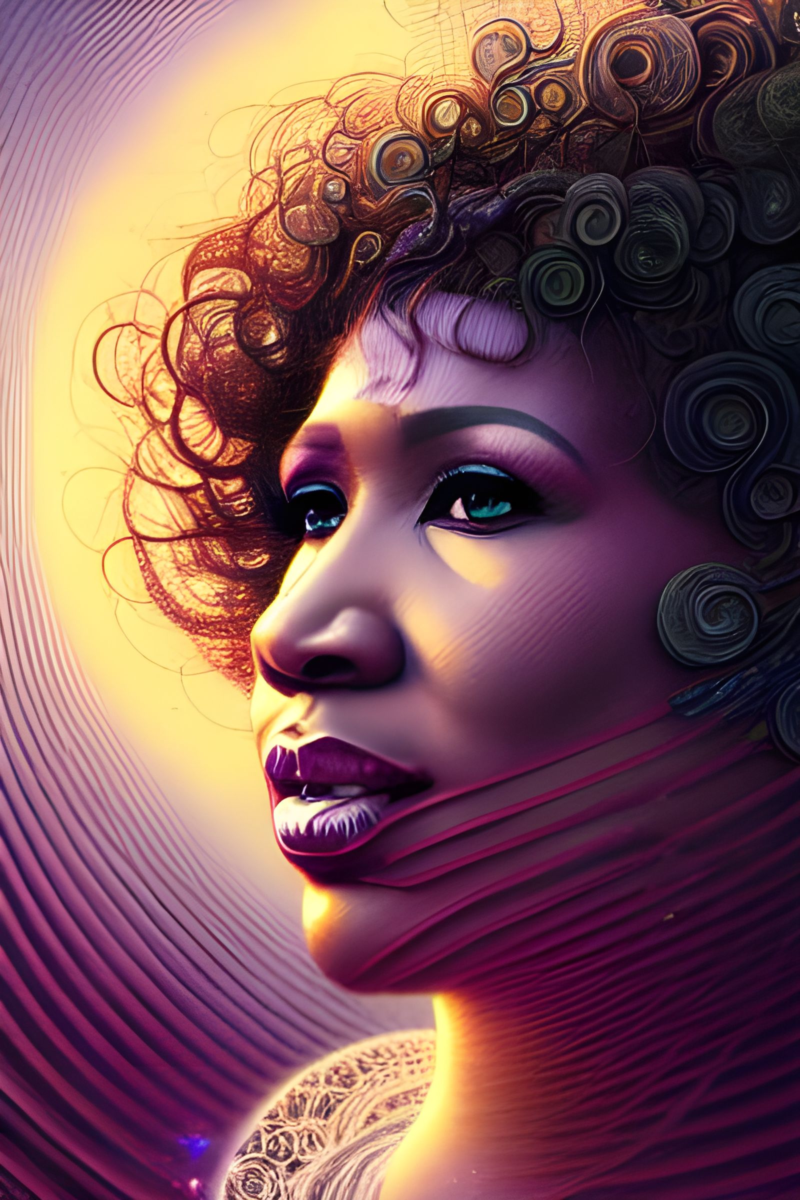 Fractal Aretha Franklin Portrait in Galactic Style