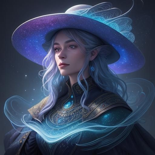 Girl with Spiral Hat in Dreamlike Oil Painting