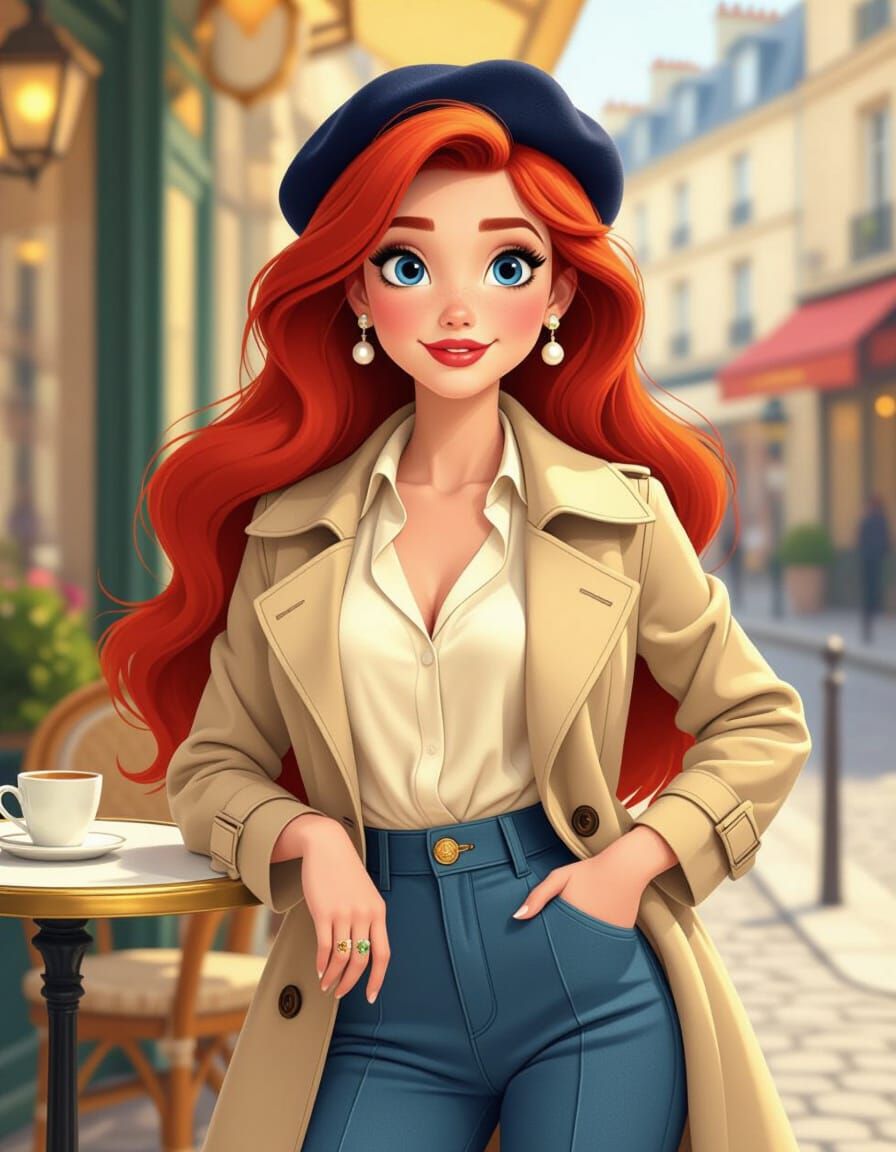 Ariel in Modern Parisian Fashion, Pixar 3D Style