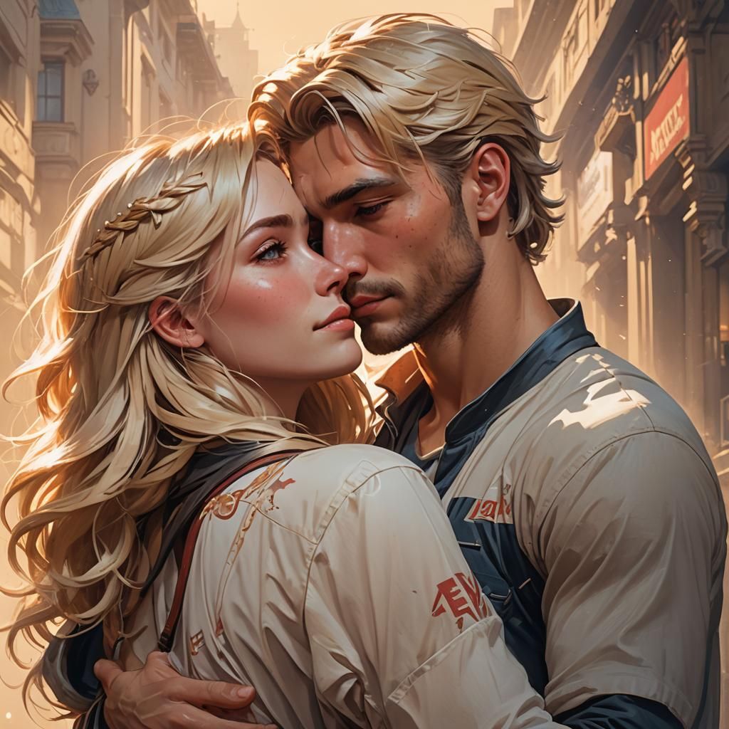 Man and Girl Embrace: Hyperdetailed Digital Portrait