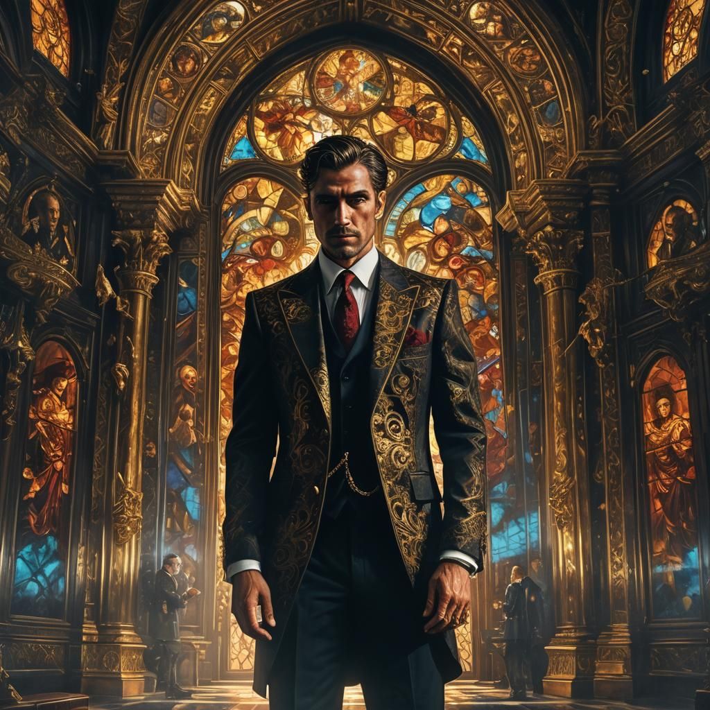 Mafia Don in Baroque Splendor: Fantasy Matte Painting
