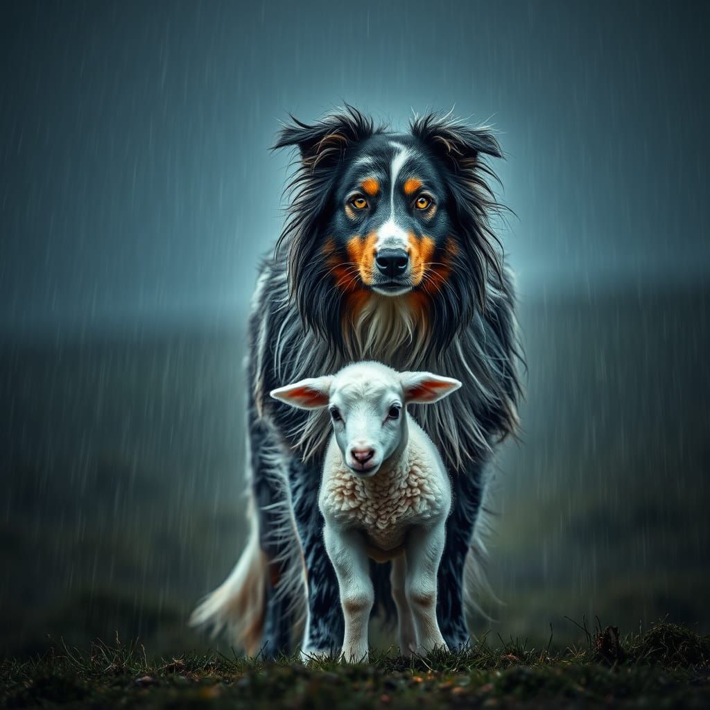 Majestic Blue Merle Border Collie Shields Snow White Lamb fr...