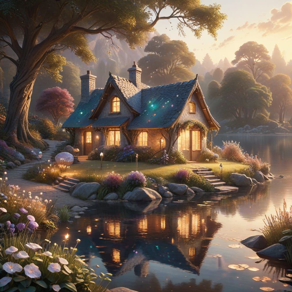 Hidden Geode Cottage by Lake at Golden Hour