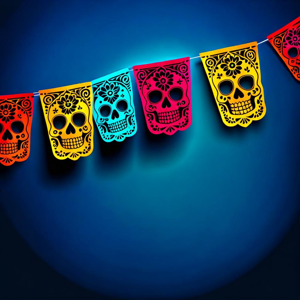 Festive Dia de los Muertos Papel Picado Banner