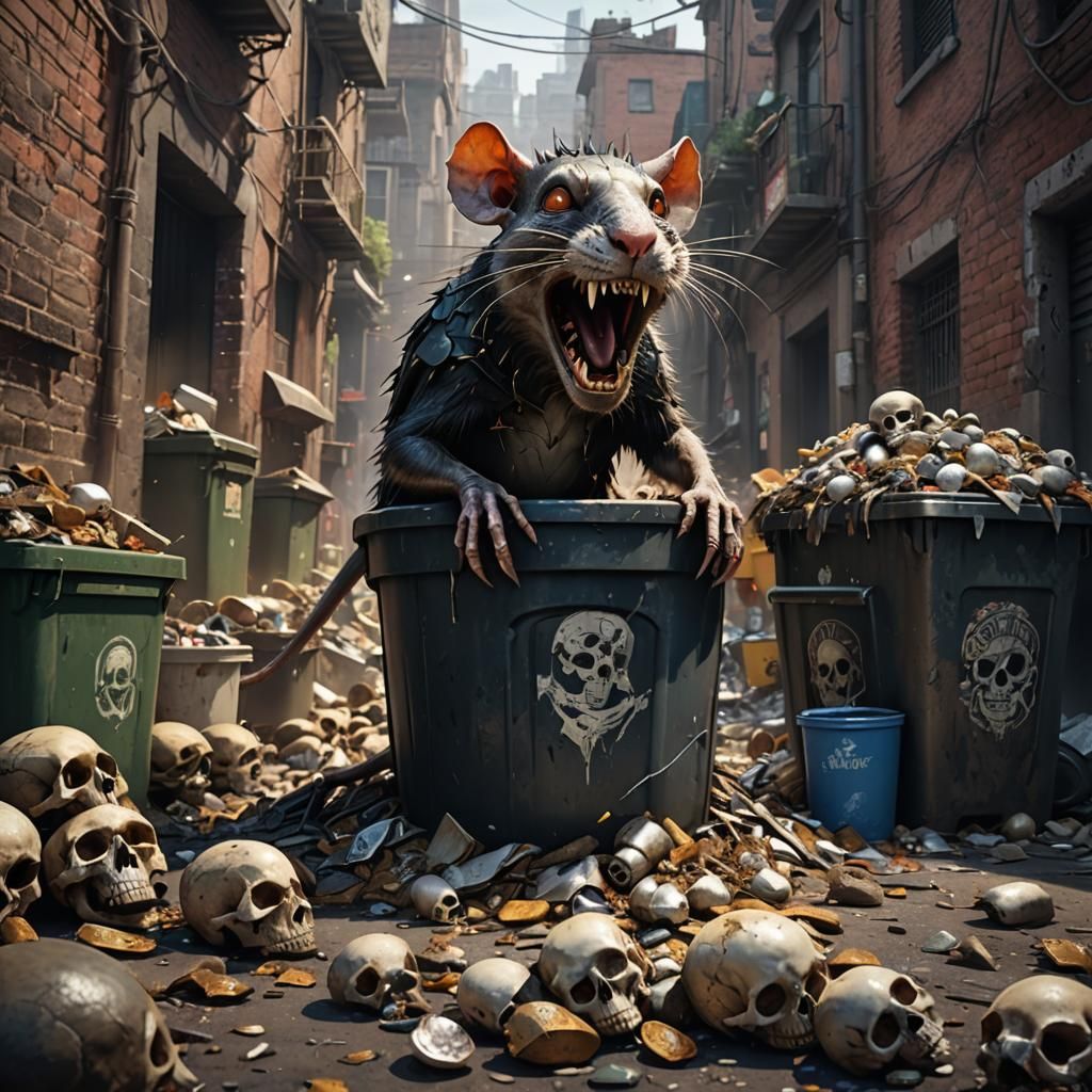 Vile Rat Emerges from Skull in Alley