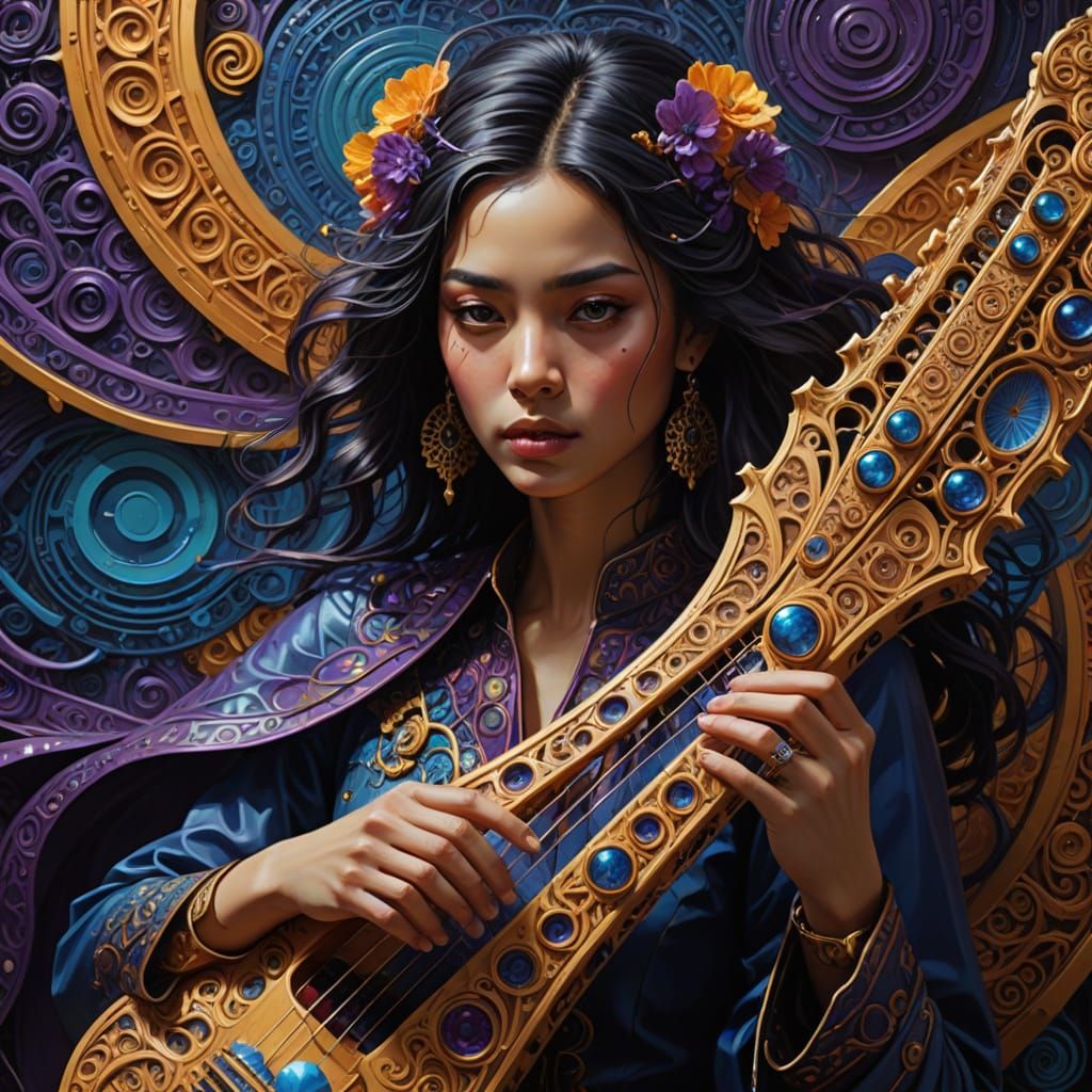 Hyperrealistic Musical Maestro in Swirling Colors