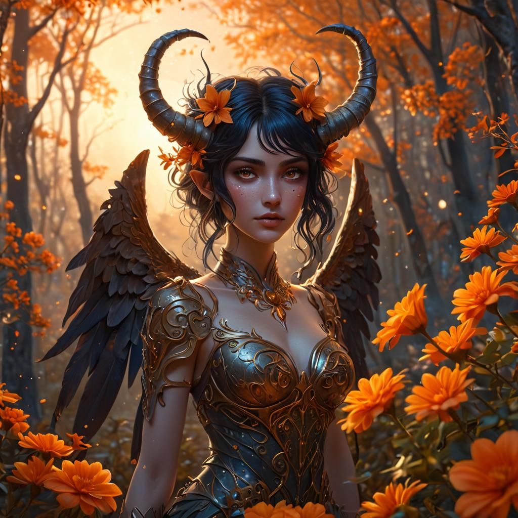 Enchanted Fae Portrait in Dreamy Forest Illustration