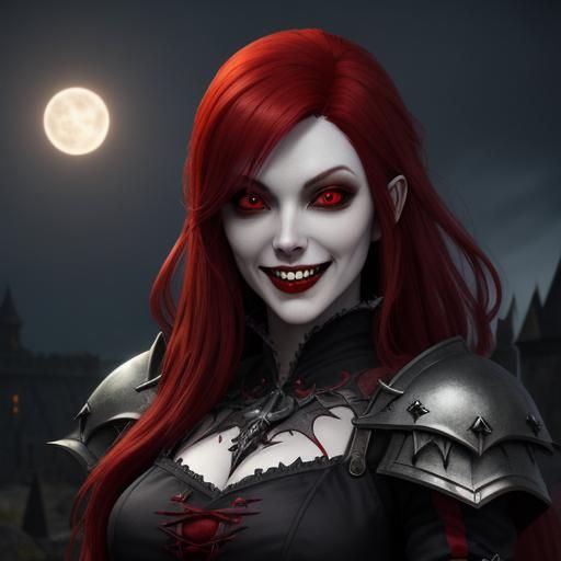 Grinning vampire girl