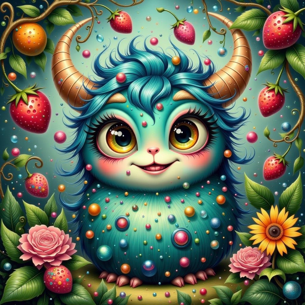 Whimsical Berry Monster Foo in Vibrant Gingham Patterns