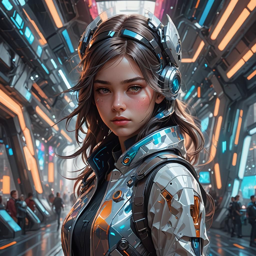 Futuristic Girl Portrait in Hyperdetailed Digital Art