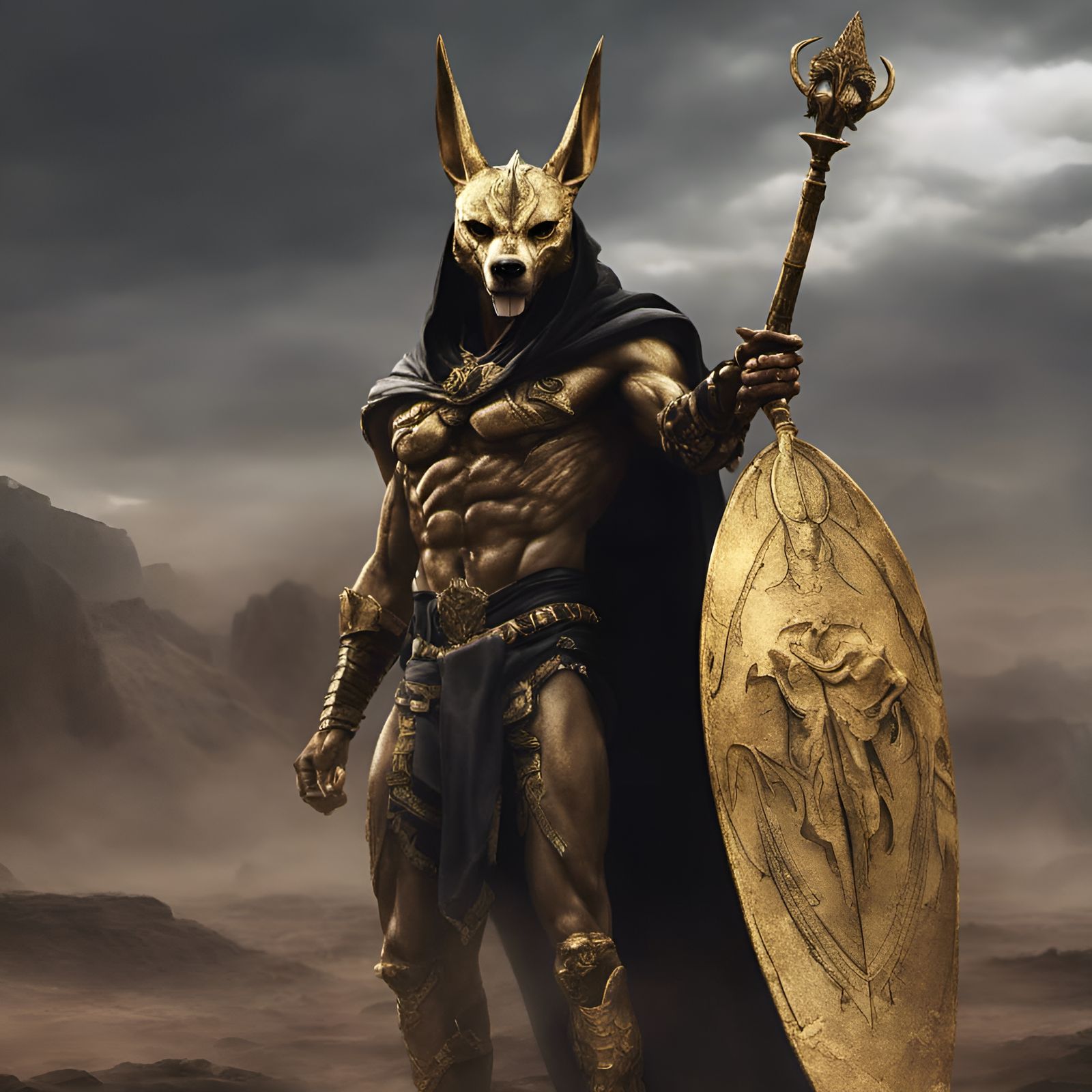 Anubis in the Underworld: A Photorealistic Portrait