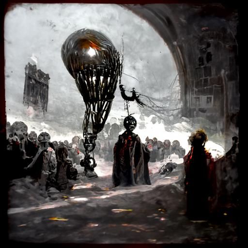 Surreal Industrial Nightmare: A Dark Fantasy Illustration