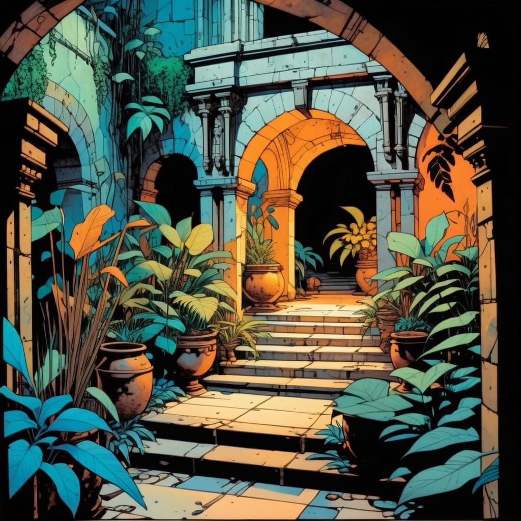 Mysterious Dungeon Passageway with Goblins and Treasure