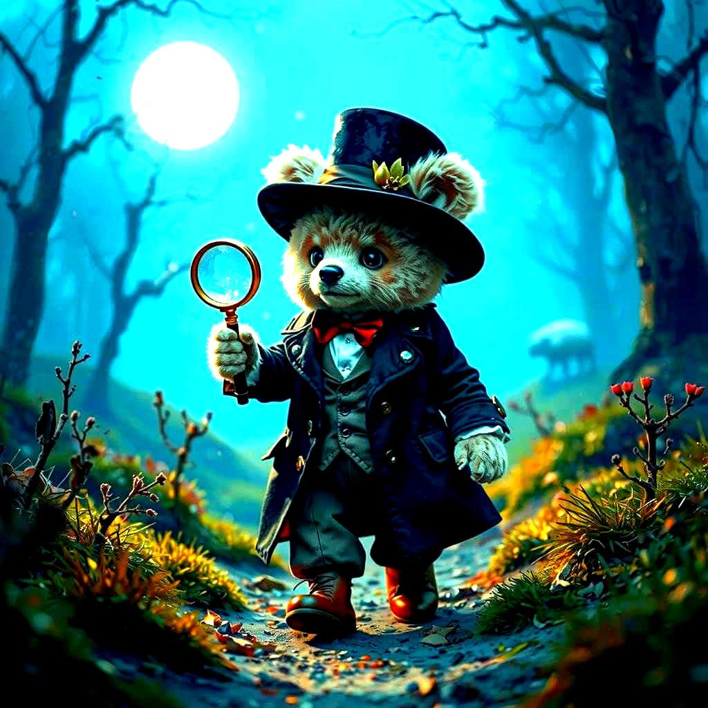 Victorian Teddybear Alien Detective on the Moor