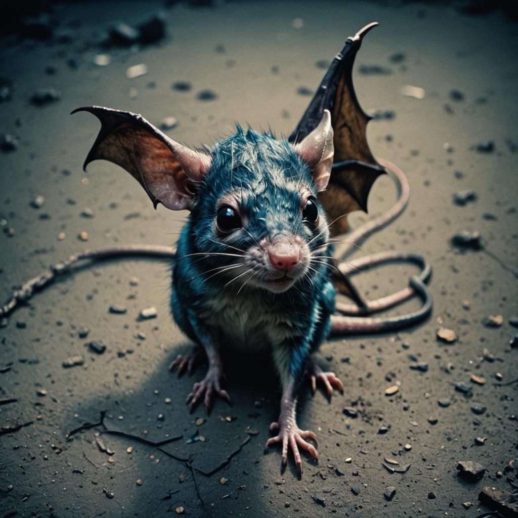 Cinematic Rat-Bat in Blue Hues