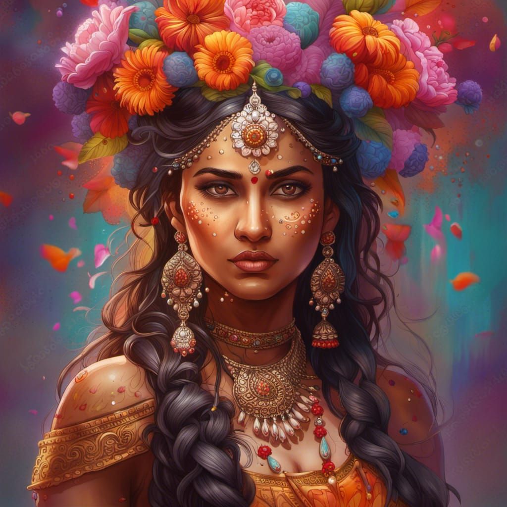 Indian Hindu Warrior Princess in Hyperrealistic Style