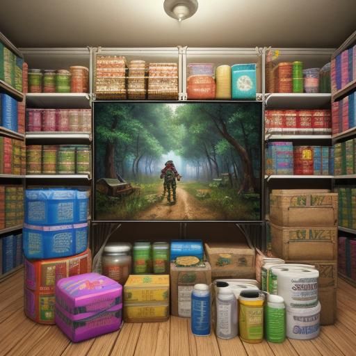 Cheerful Survivalist Prepper in a Hyperrealistic 3D Scene