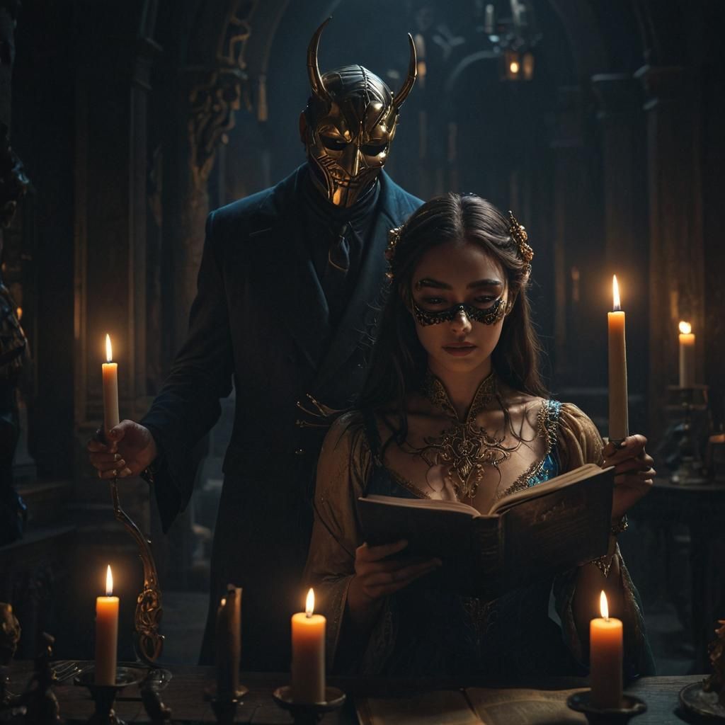 Dark Fantasy: Girl Reading by Candlelight