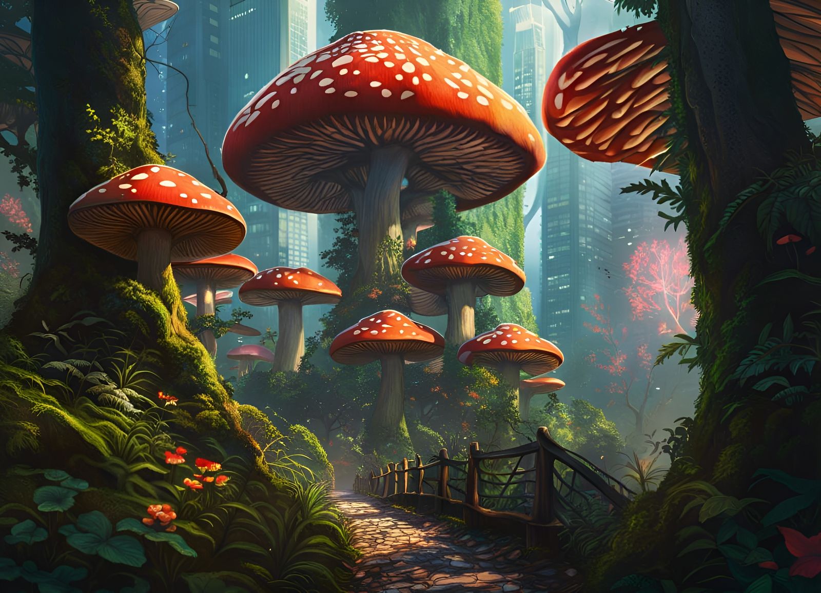 🗼 fantasy rainforest canopy,  euphoric walk through  forest...