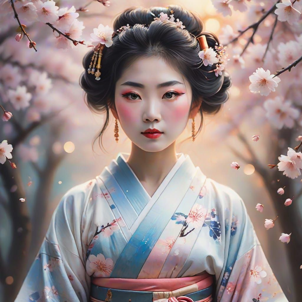 Ethereal Geisha in Whispers of Time