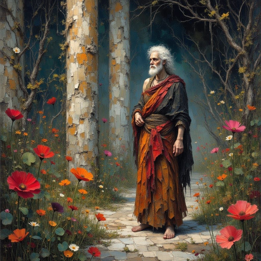 Bewildered Philosopher in Dark Fantasy Storybook Illustratio...