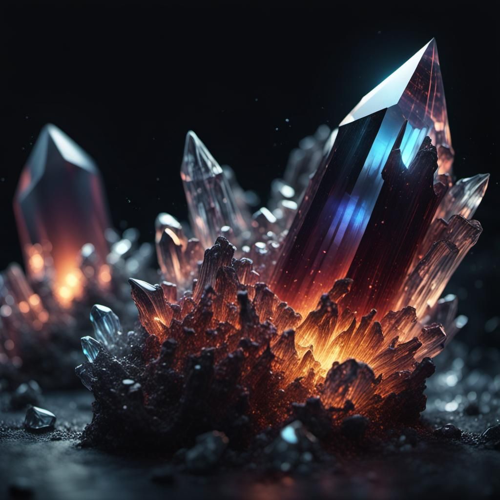 Glowing Crystal on black background