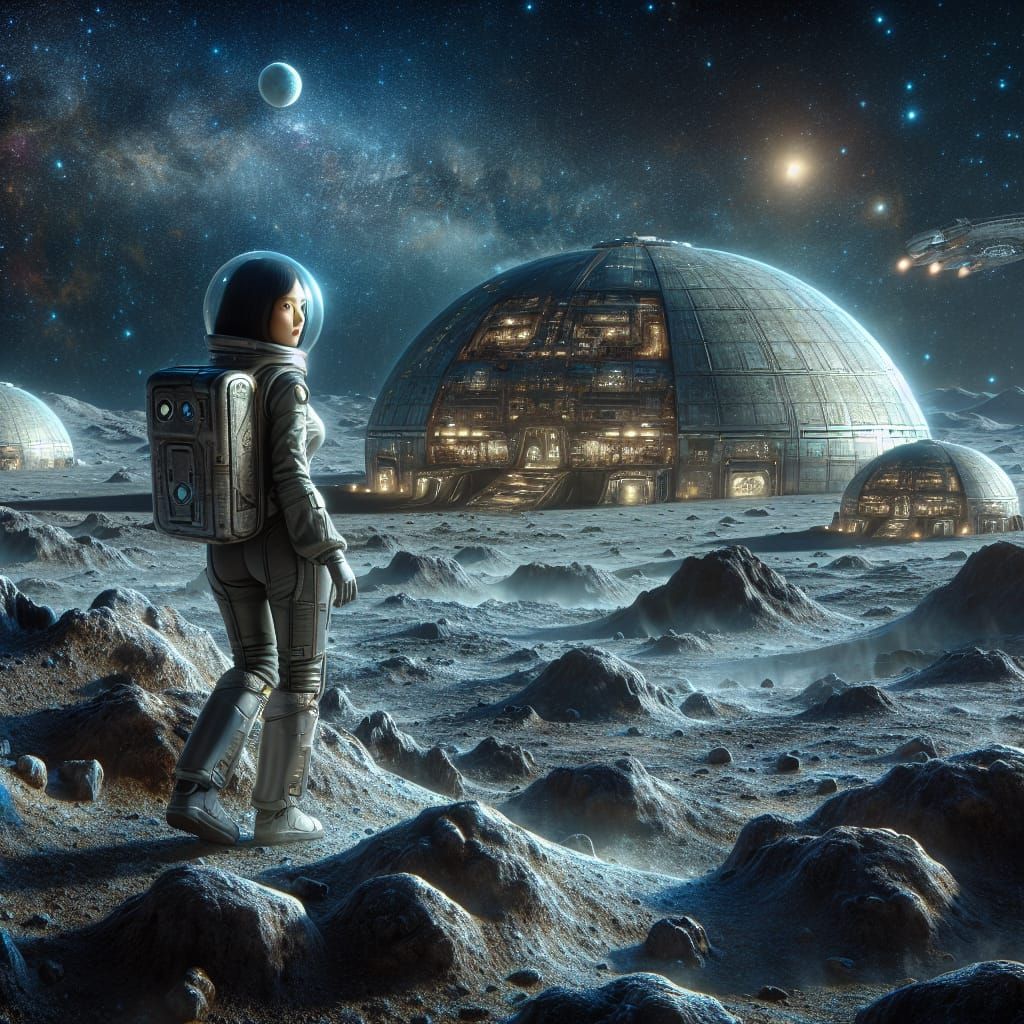 Astronaut Discovers Ancient Moonbase in Cosmic Landscape