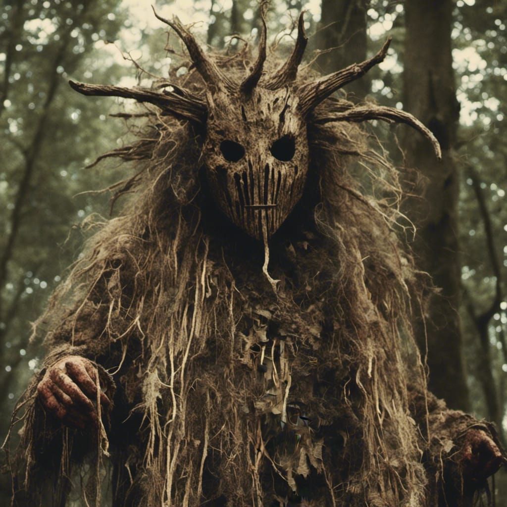 English Folk Horror with Wicker Man and Animal Masks