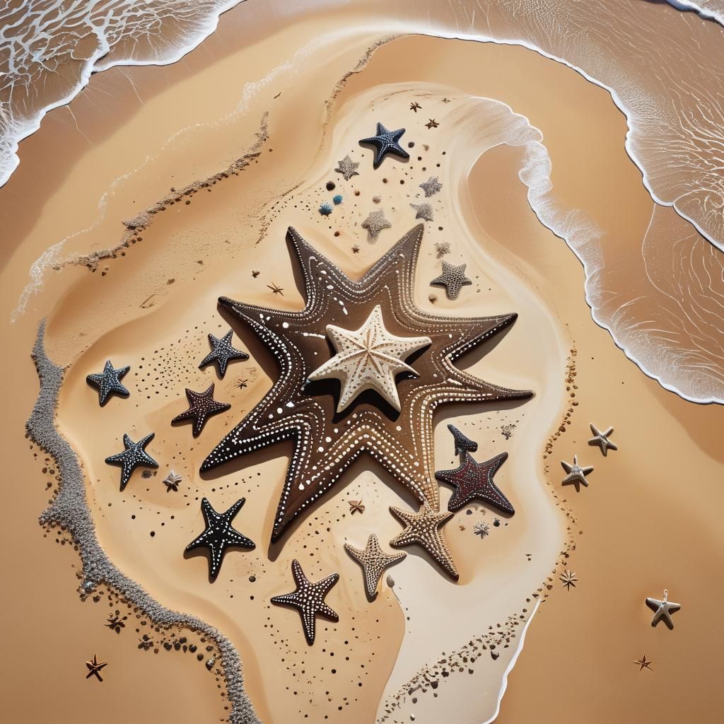 Cosmic Sandcastle at the Beach: Aboriginal Dot Painting